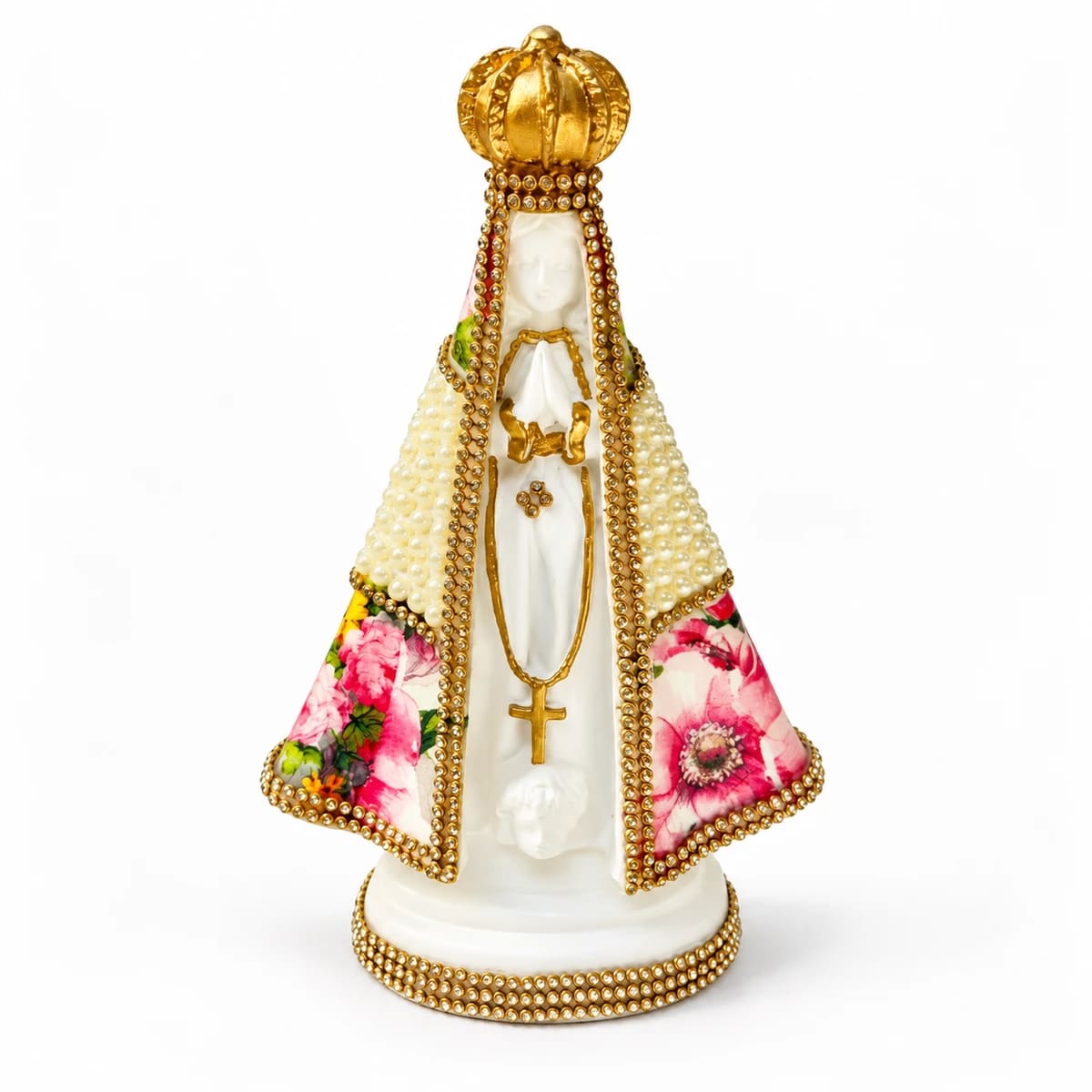 Nossa Senhora Aparecida Floral Rosa e Pérolas (PL 037)