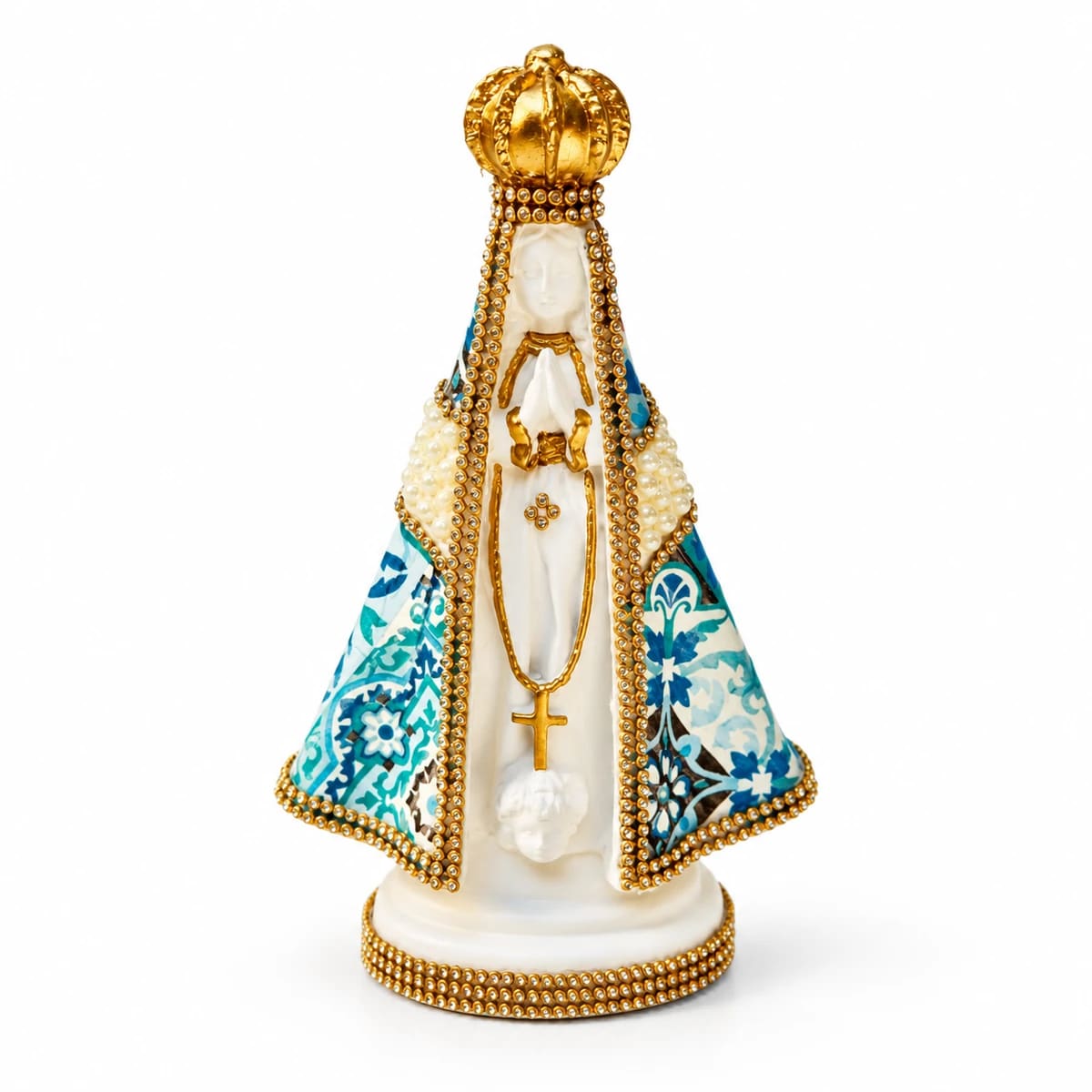 Nossa Senhora Aparecida Floral Azul e Pérolas (PL 032)