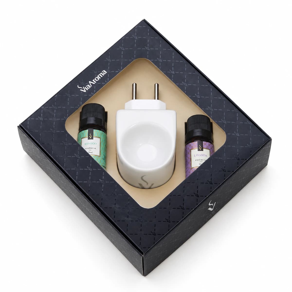 Aromatizador Kit Presente Elétrico Bivolt Via Aroma Duo Lavanda e Bamboo
