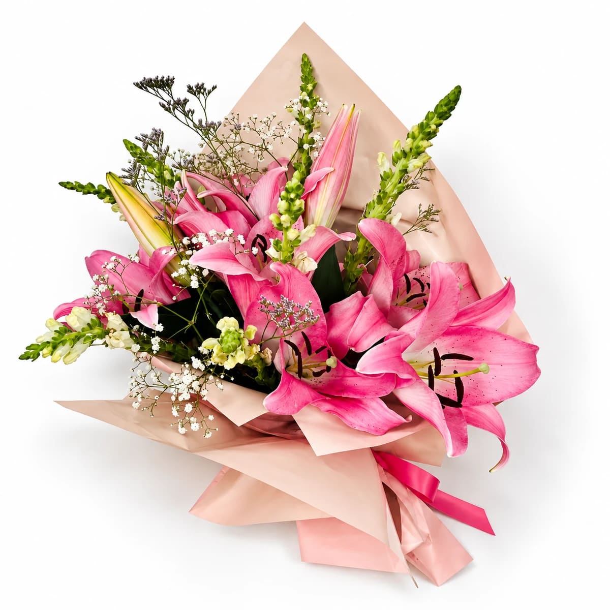 Buquê Encanto Lírios Rosa