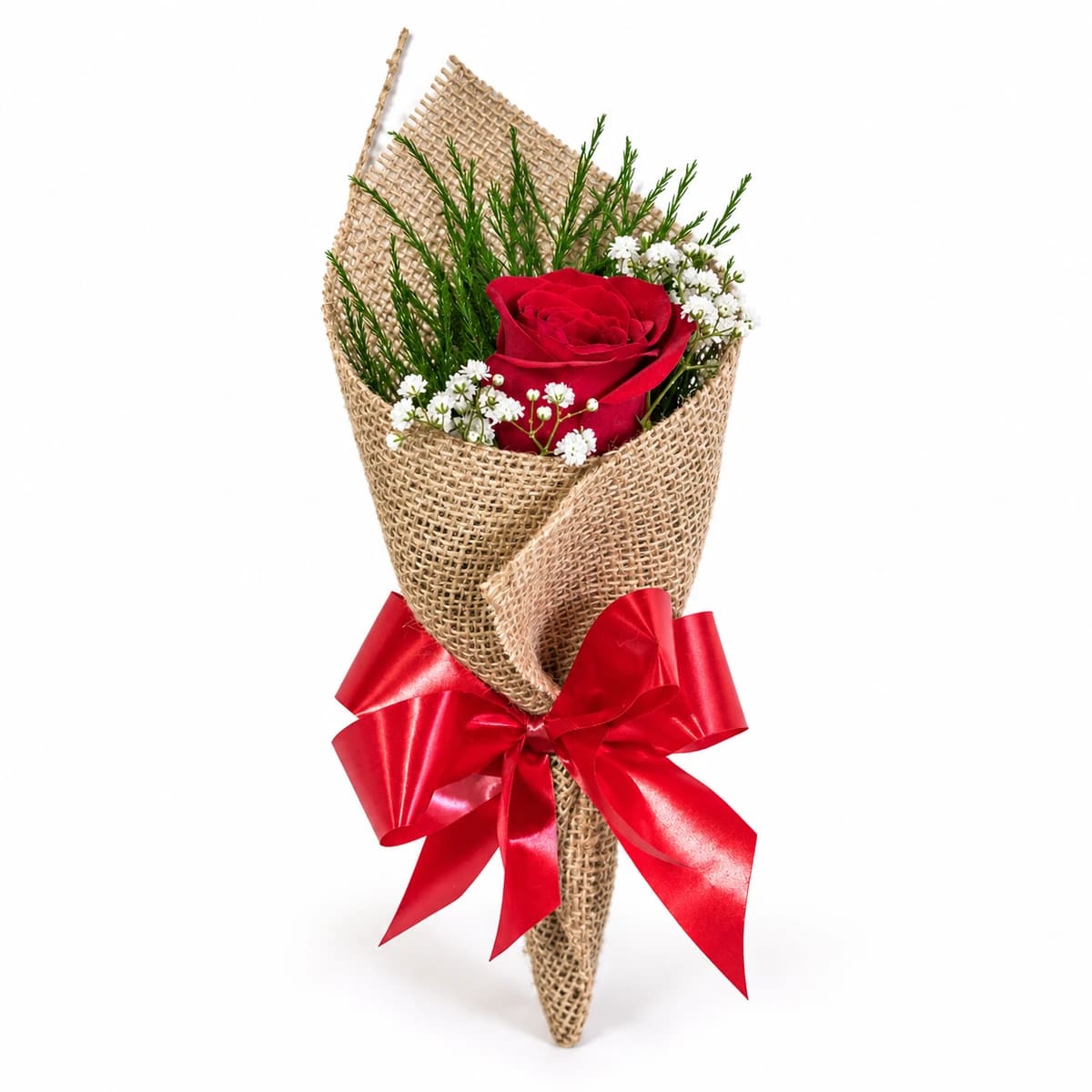 Buquê Desejo 1 Rosa Decorada em Juta