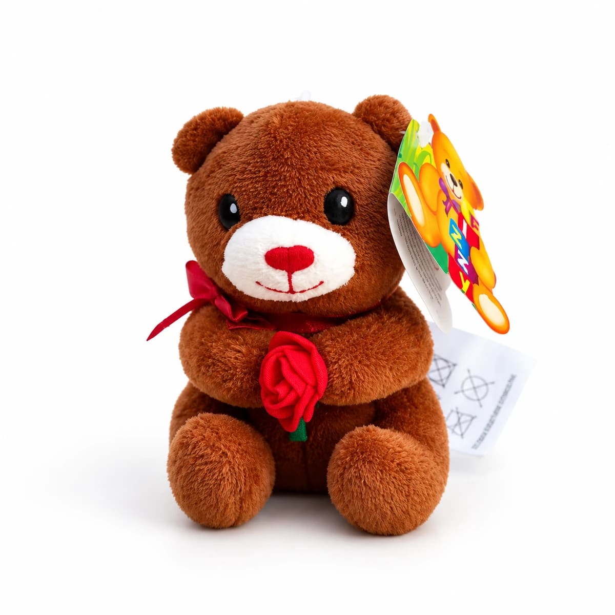 Urso pelúcia marrom segurando rosa F1865