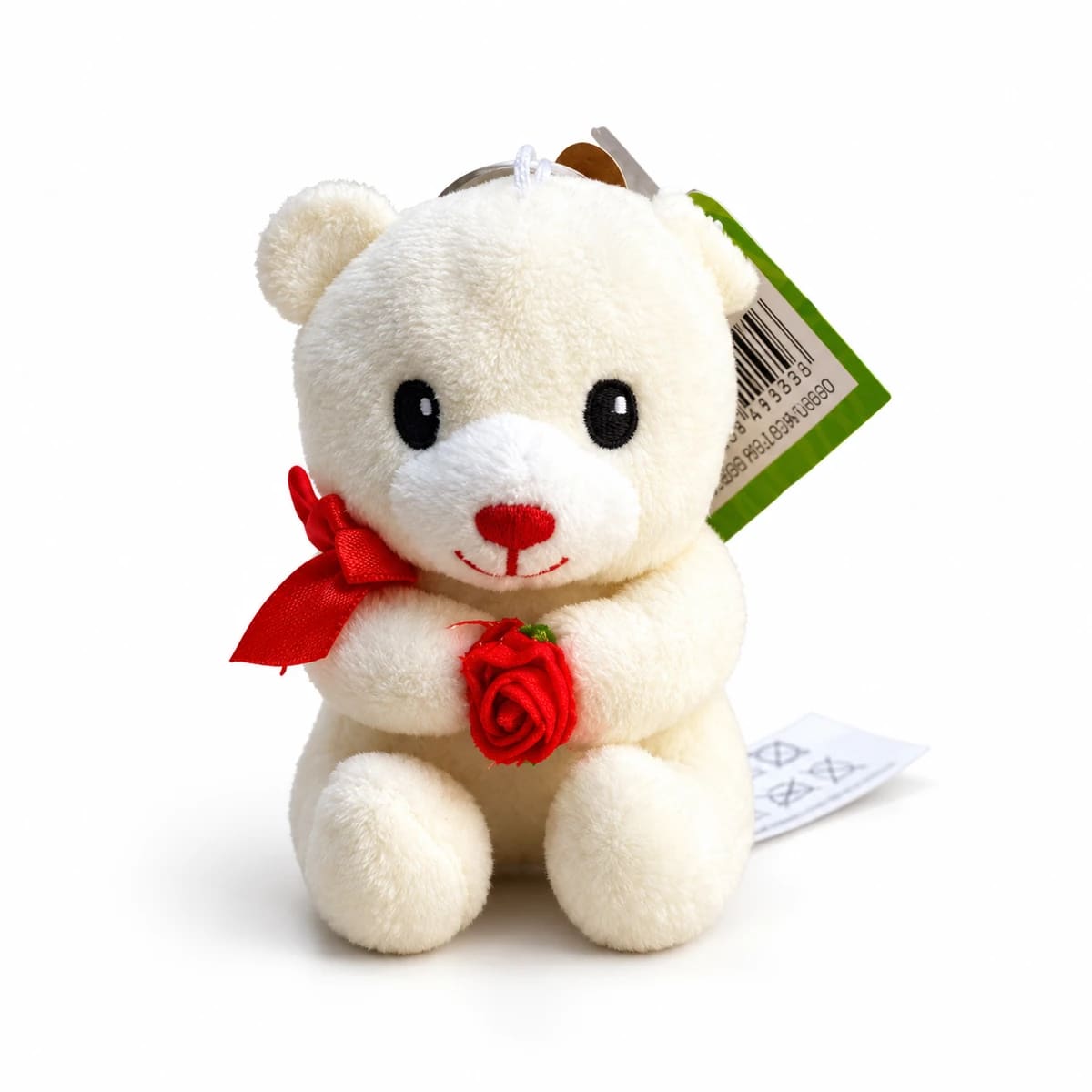 Urso pelúcia branco segurando rosa F1865