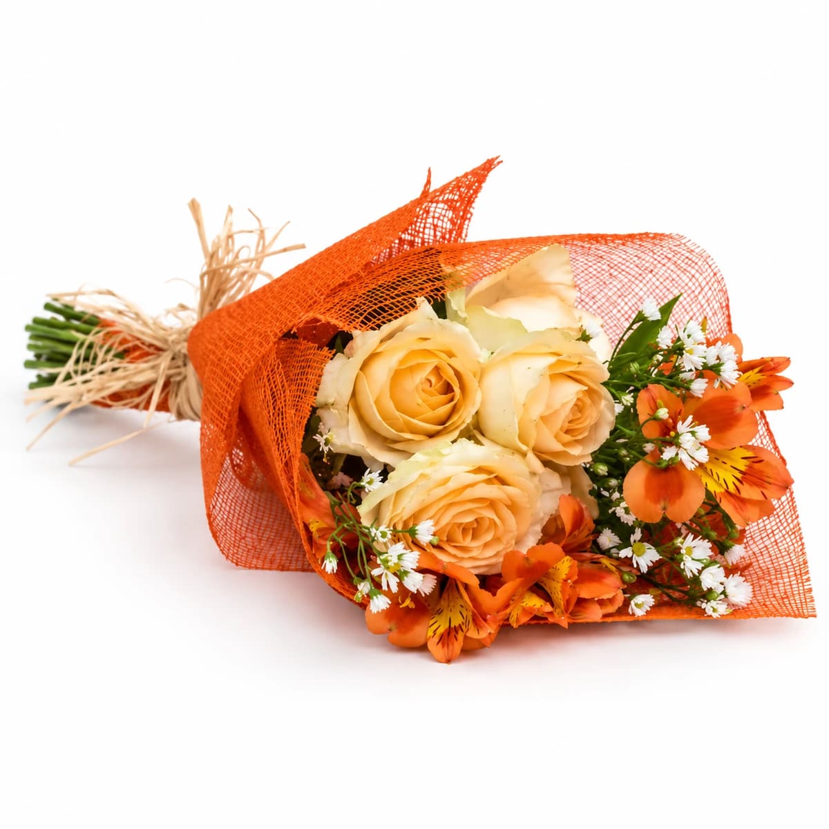 Buquê Admiração Rosas e Astromelias Embalagem Tela Especial