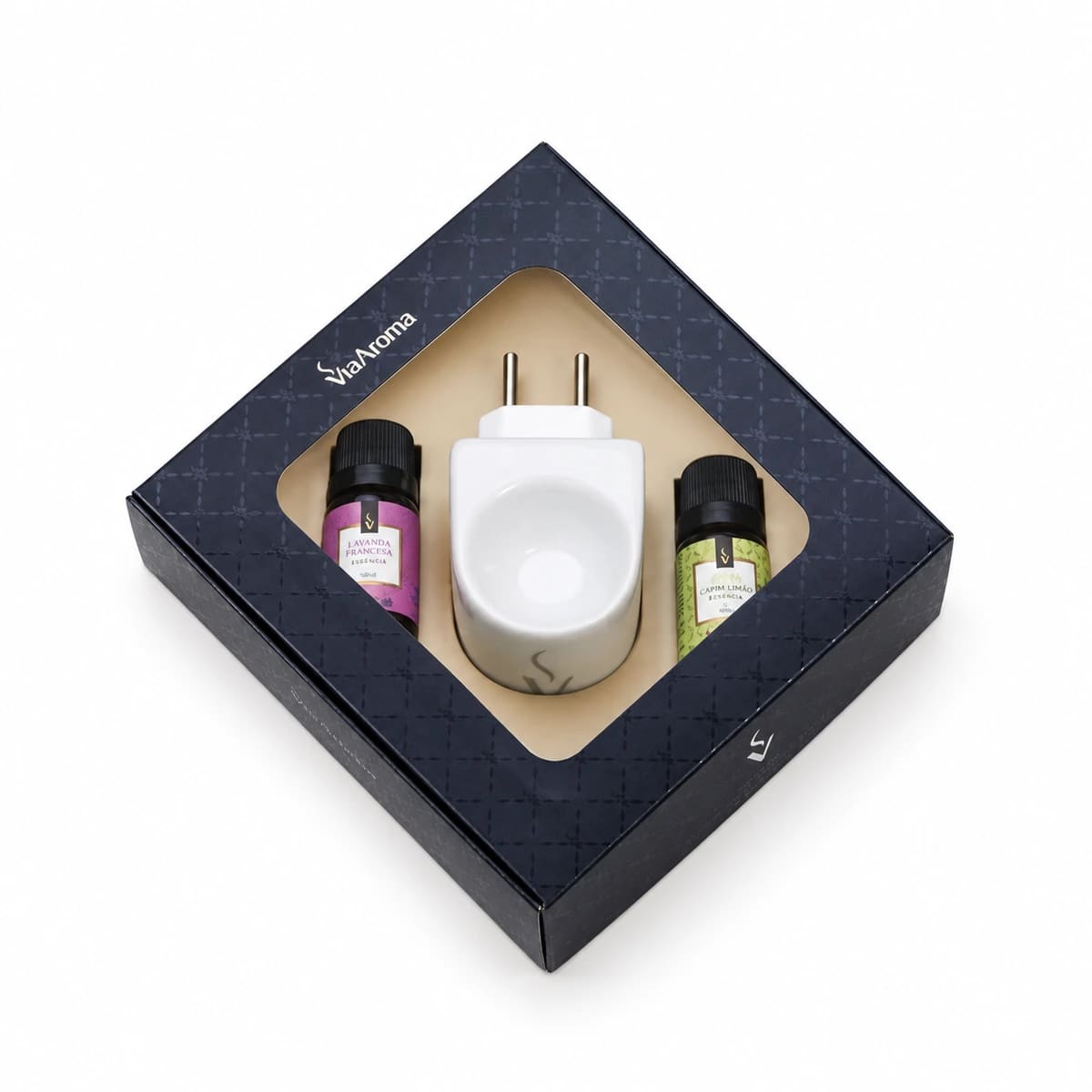 Aromatizador Kit Presente Elétrico Bivolt Via Aroma Duo Lavanda Francesa Capim Limão