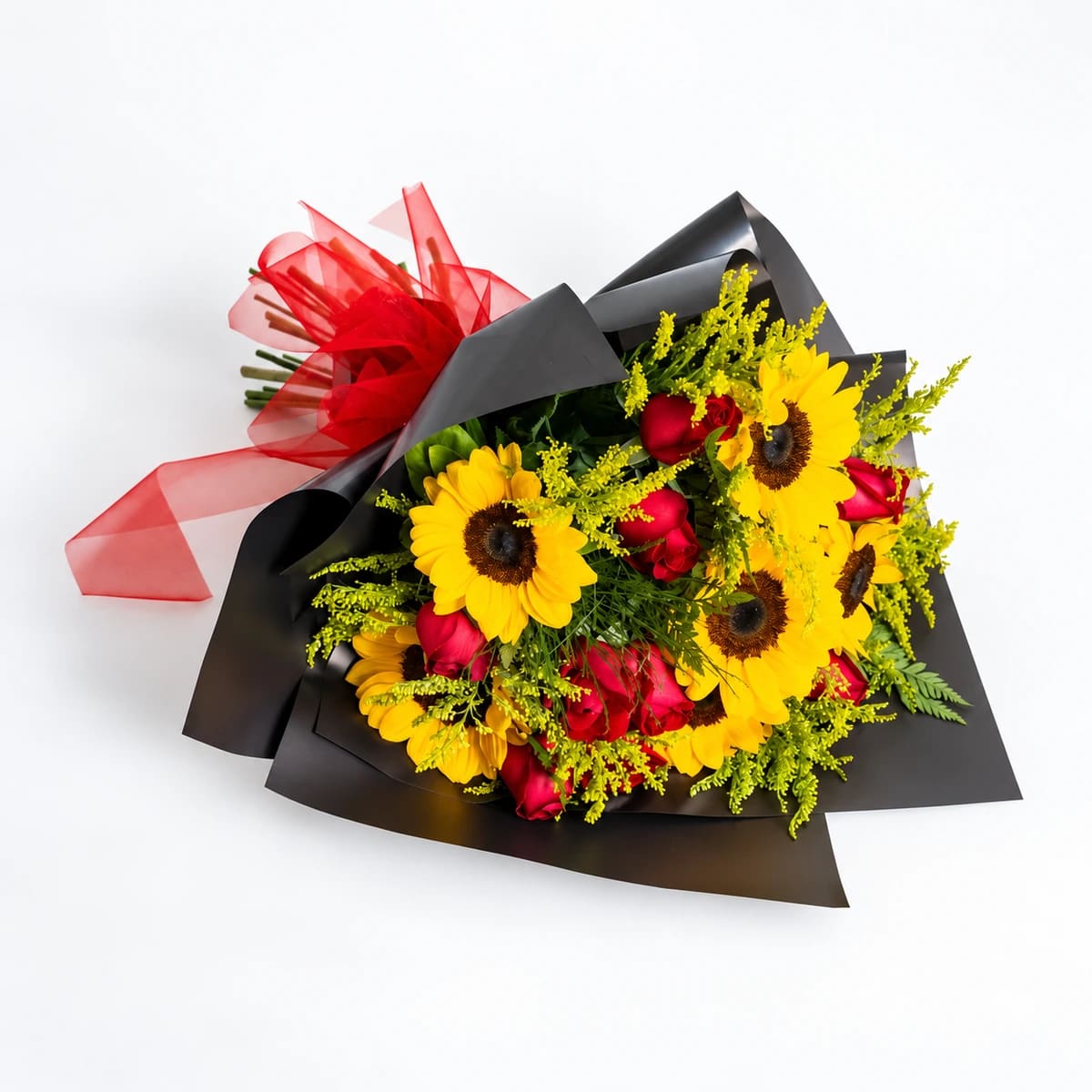 Ramalhete Girassóis e Rosas - Mulher Elegante