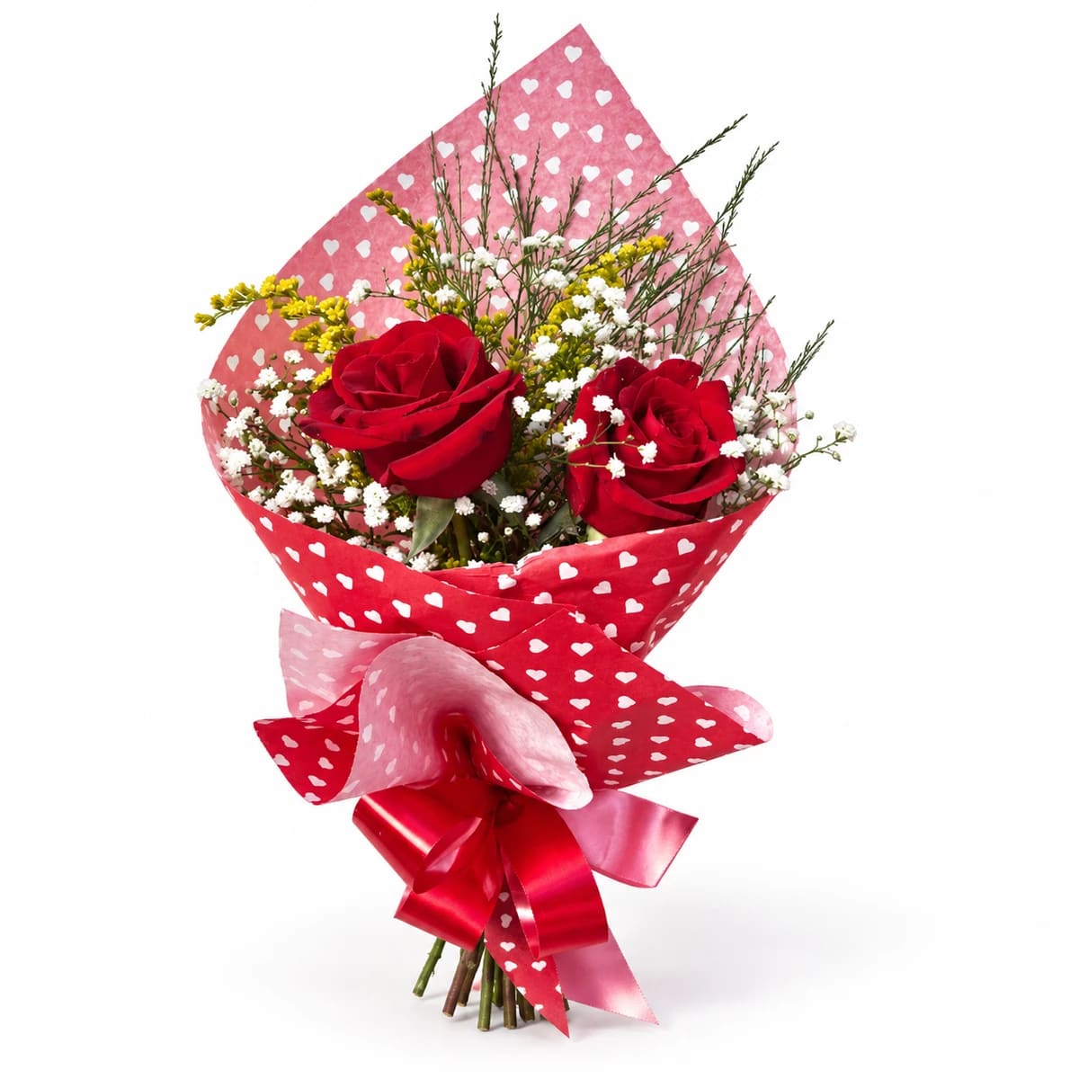 Buquê 2 rosas kraft coraçãozinho